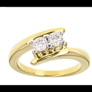 JTV Moissanite Fire 0.46CTW 14KGoldOverSilver Ring